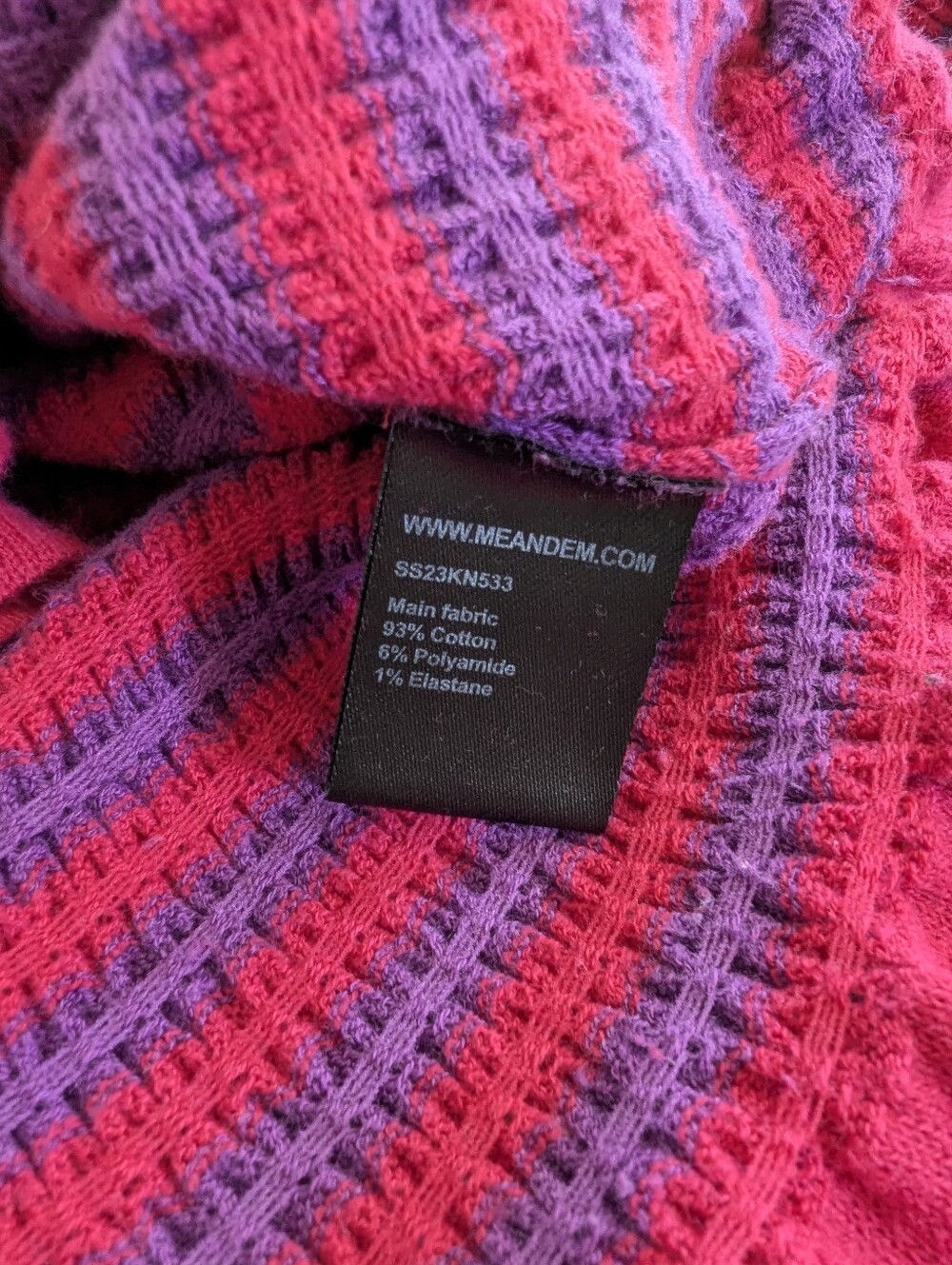 ME+EM Cotton Smocked Knit Top in Bright Rose/Deep Orchid - Picture 7 of 8